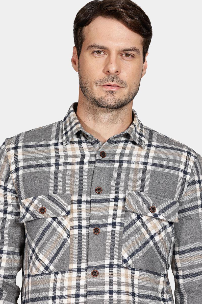 Camisa Aramis Overshirt Flanela Xadrez Cinza - 3