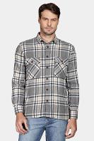 Camisa Aramis Overshirt Flanela Xadrez Cinza - 1