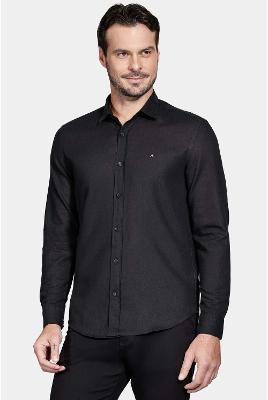 Camisa Aramis Regular Linho Algodão Preto