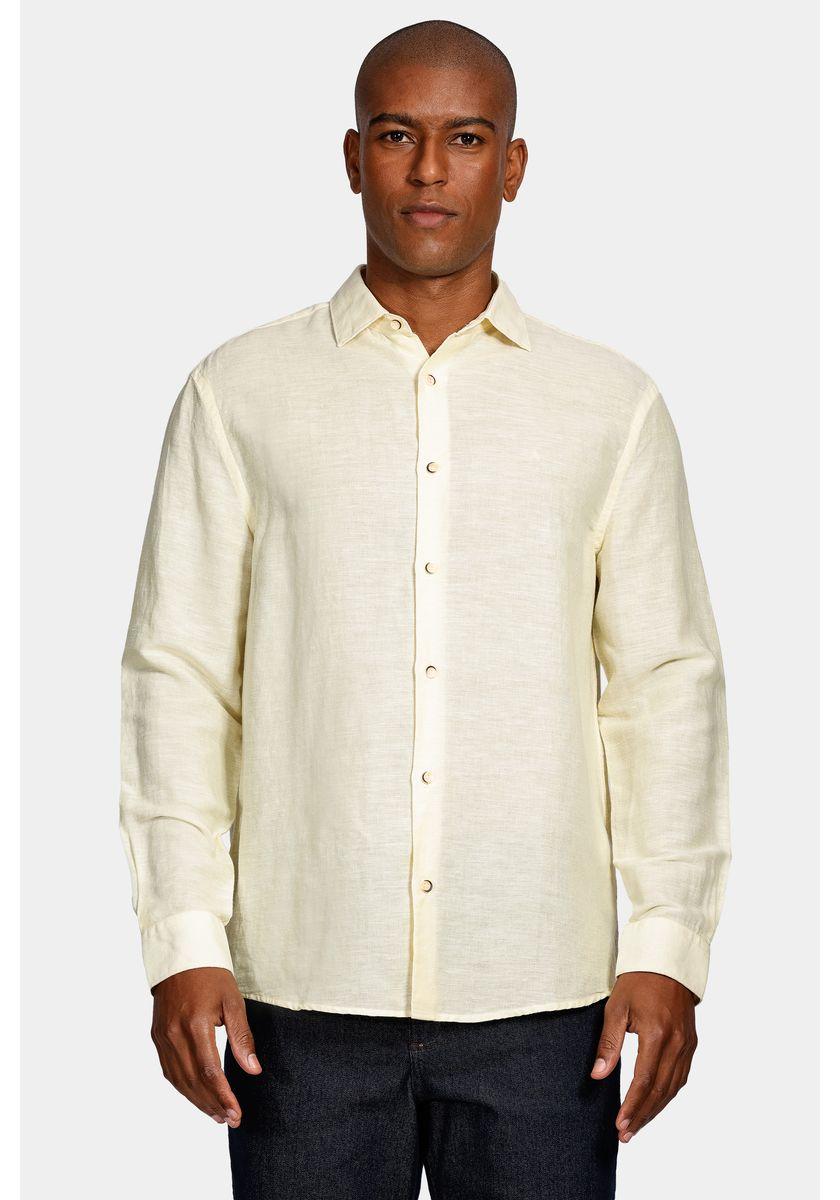 Camisa Aramis Regular Linho Com Algodão f Amarelo - 1