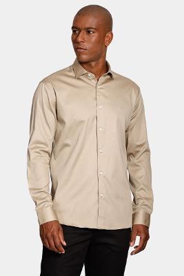 Camisa Aramis Slim Cetim Stretch Areia