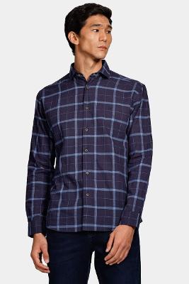 Camisa Aramis Slim Flame Xadrez Navy Marinho