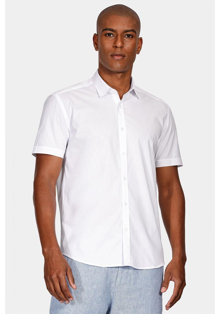 Camisa Aramis Slim Tricoline Stretch Liso Branco - 1