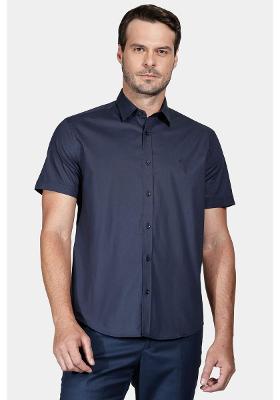 Camisa Aramis Slim Tricoline Stretch Liso Marinho