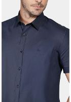 Camisa Aramis Slim Tricoline Stretch Liso Marinho - 3
