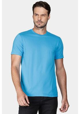 Camiseta Aramis Manga Curta Bordado Básica Azul Piscina