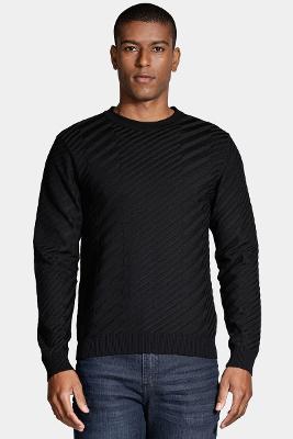 Tricot Aramis Manga Longa Viscose Jacquard Faixas Preto