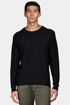 Tricot Aramis Manga Longa Jacquard Geométrico Preto