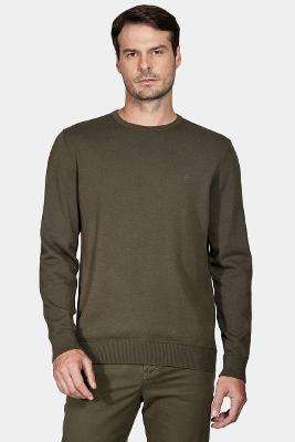Tricot Aramis Manga Longa Gola Careca Verde Militar