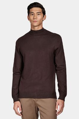 Tricot Aramis Manga Longa Gola Midi Viscose Café