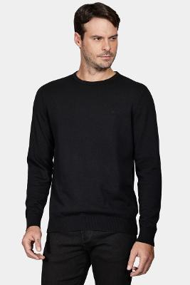 Tricot Aramis Manga Longa Gola Careca Preto