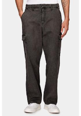 Calça Aramis Ampla Cargo Canvas Off Bl Preto