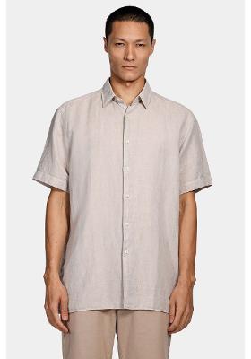 Camisa Aramis Manga Curta Regular Linho Martinelli Caqui