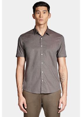 Camisa Aramis Manga Curta Regular Fil a Fil Antilia Café