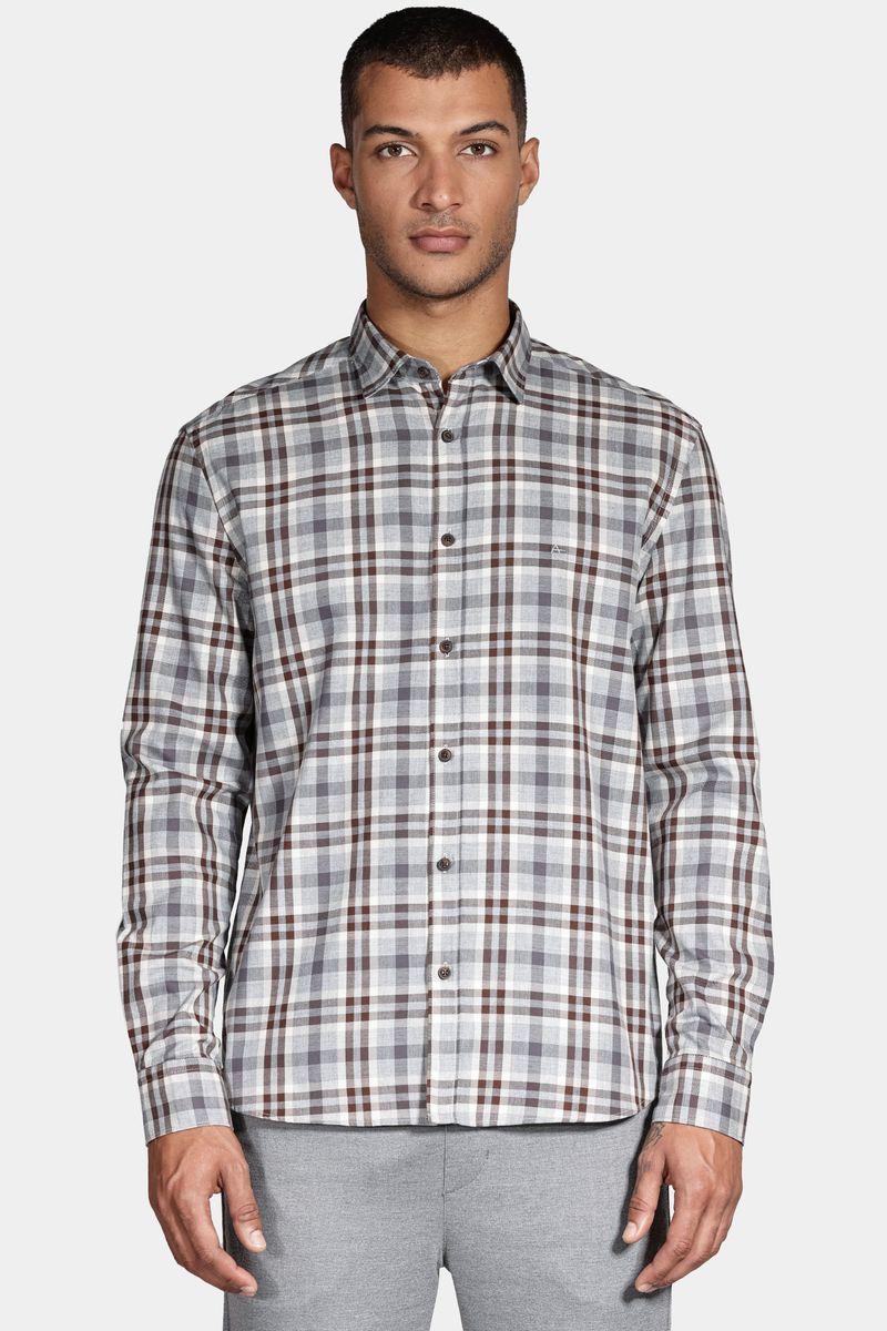 Camisa Aramis Manga Longa Regular Flanela Marrom - 1