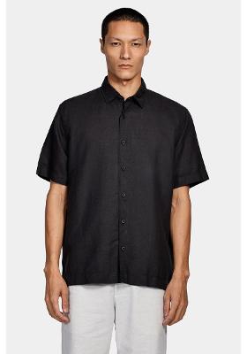 Camisa Aramis Manga Curta Regular Linho Martinelli Preto