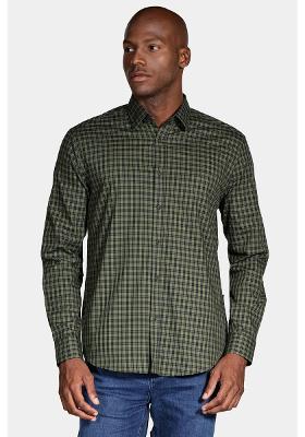 Camisa Aramis Manga Longa Stretch Xadrez Verde Com Preto