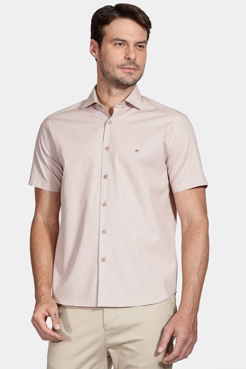 Camisa Regular Fil a Fil Areia - 1