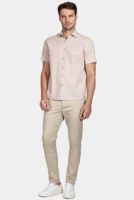 Camisa Regular Fil a Fil Areia