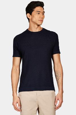 Tricot Aramis Manga Curta Ponto Pipoca Marinho