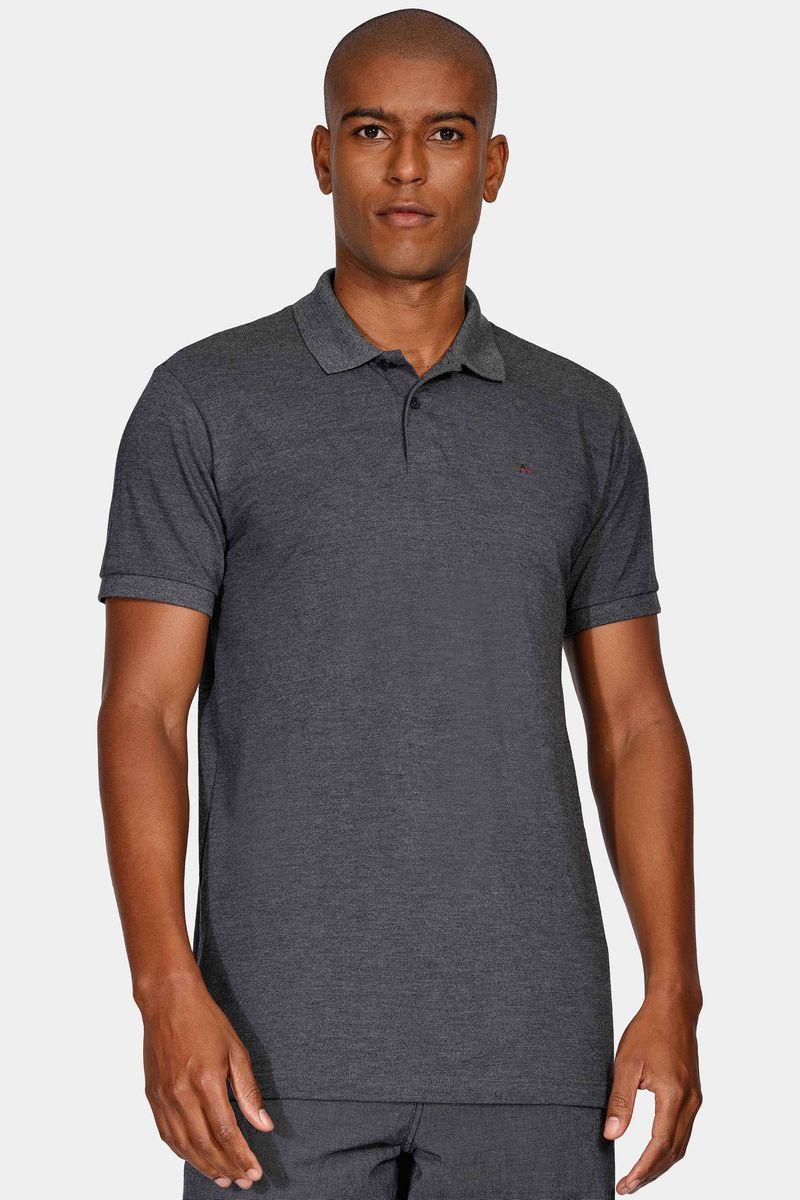 Polo Manga Curta Lisa Piquet Grafite Mescla - 1