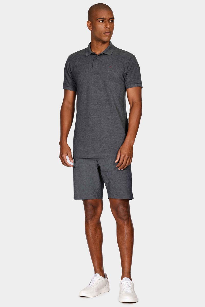 Polo Manga Curta Lisa Piquet Grafite Mescla - 2