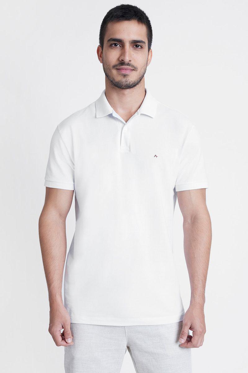 Polo Manga Curta Lisa Piquet Branco - 1