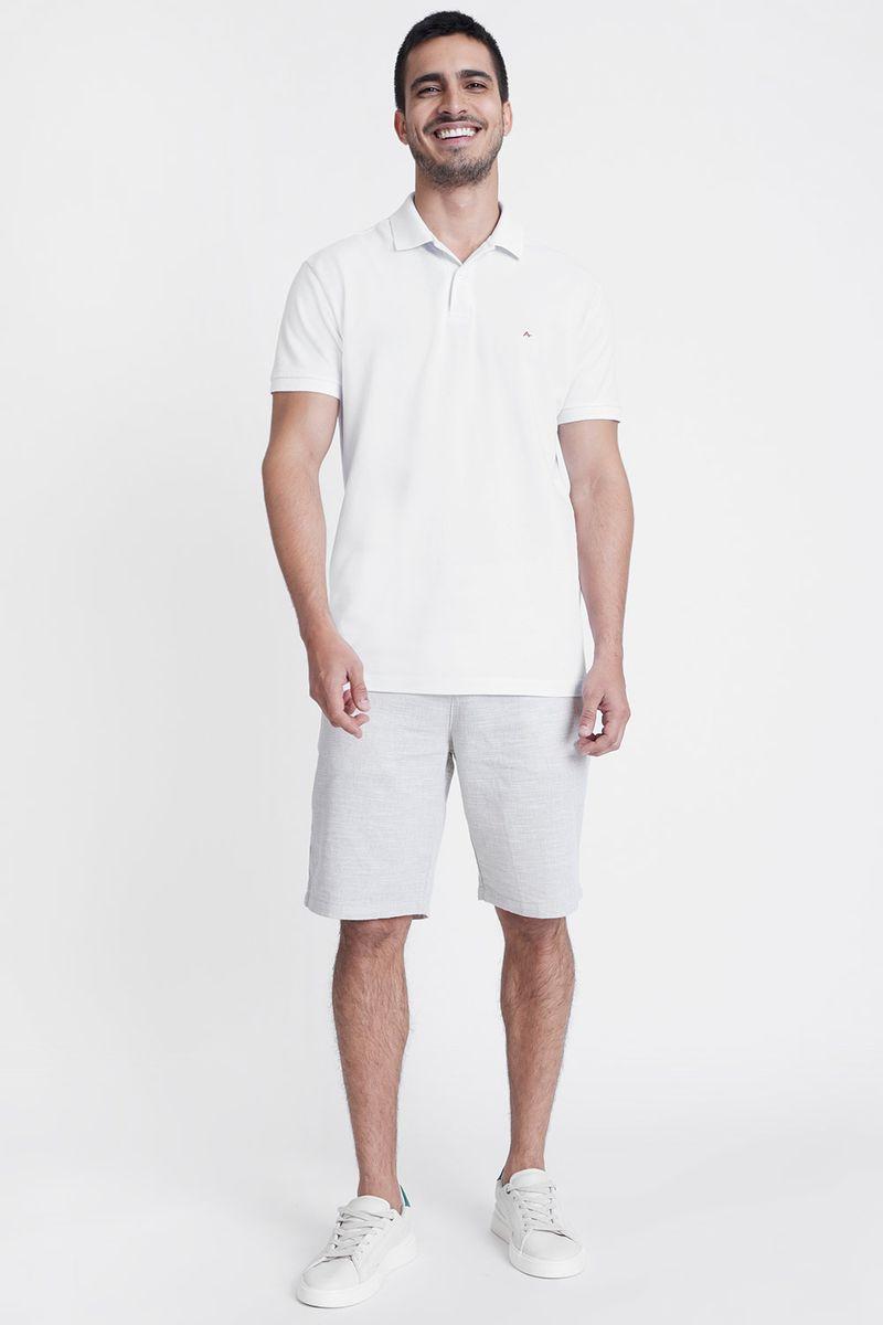 Polo Manga Curta Lisa Piquet Branco - 2