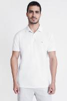 Polo Manga Curta Lisa Piquet Branco - 1