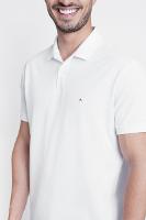 Polo Manga Curta Lisa Piquet Branco - 3