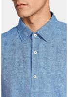 Camisa Aramis Manga Curta Regular Ampla Linho Algodão Azul - 3