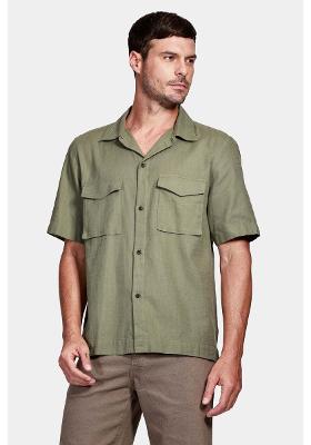 Camisa Aramis Manga Curta Regular Algodão Com Bolsos Verde