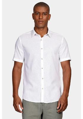 Camisa Manga Curta Move Slim Linho Algodão Branco