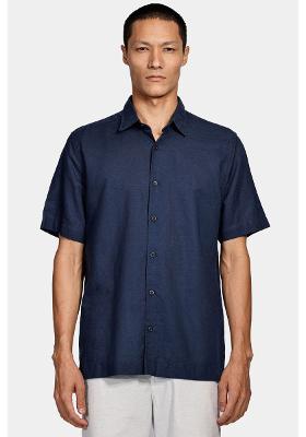 Camisa Aramis Manga Curta Regular Linho Martinelli Marinho