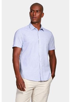 Camisa Manga Curta Cosmo Slim Algodão Modal Boa Vista Azul