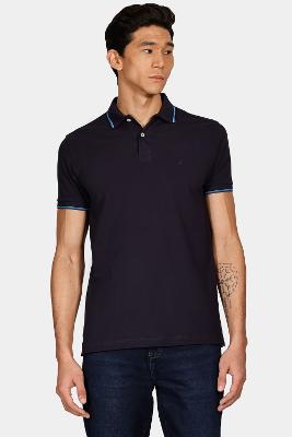 Polo Básica 4 Frisos Marinho e Marinho