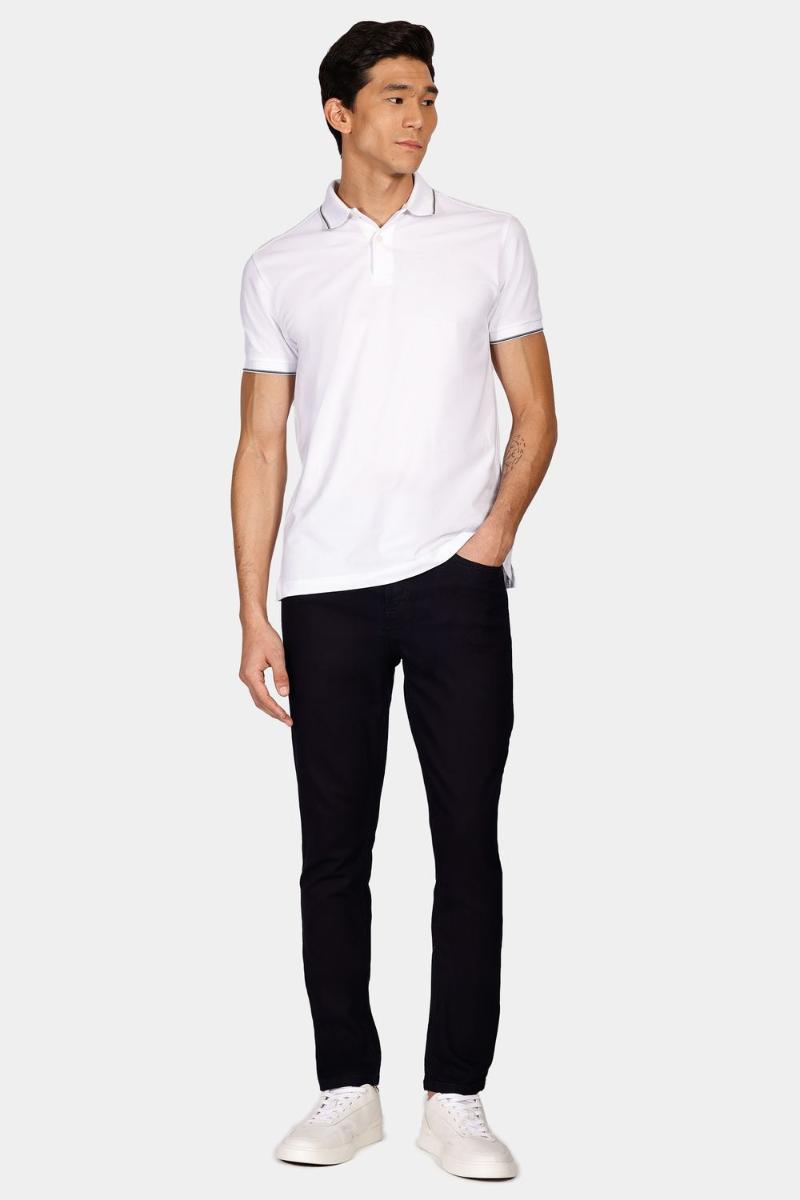 Polo Aramis Básica 4 Frisos Branco e Cinza - 2