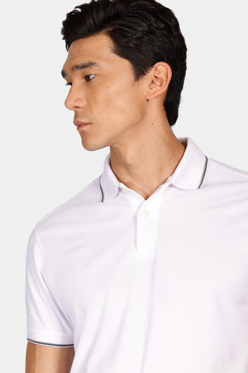 Polo Aramis Básica 4 Frisos Branco e Cinza - 3