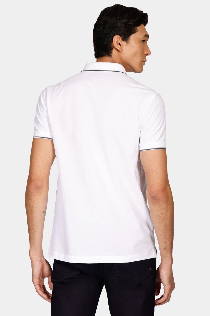 Polo Aramis Básica 4 Frisos Branco e Cinza - 4