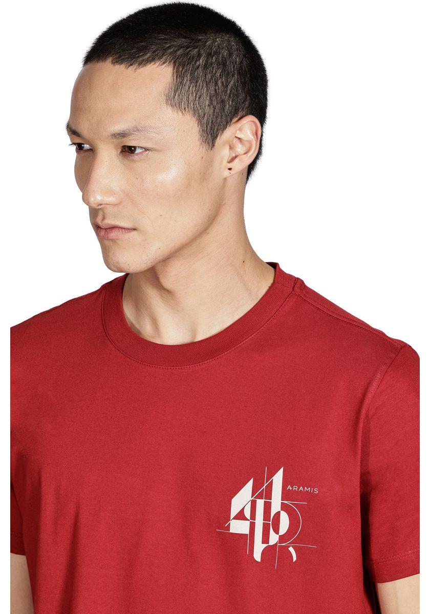 Camiseta Aramis Manga Curta Linhas Geométricas Vermelho - 3