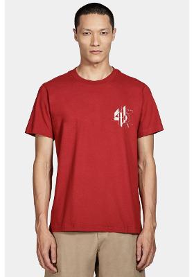 Camiseta Aramis Manga Curta Linhas Geométricas Vermelho