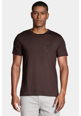 Camiseta Aramis Manga Curta Linhas Geométricas Marrom Café