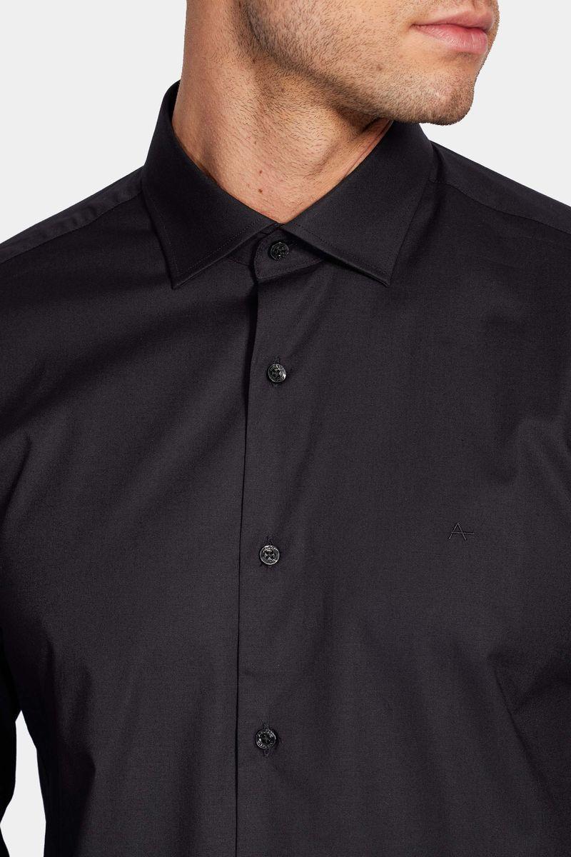 Camisa Aramis Manga Longa Slim Tricoline Stretch Liso Preto - 3