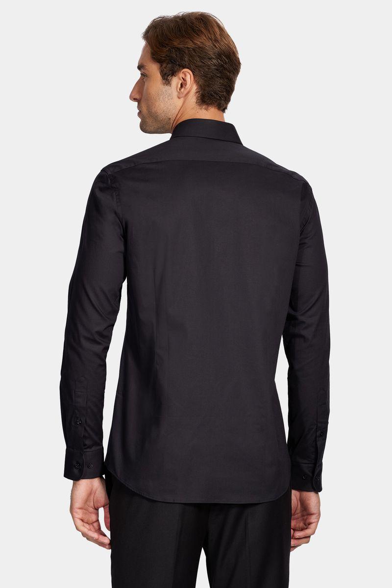 Camisa Aramis Manga Longa Slim Tricoline Stretch Liso Preto - 5