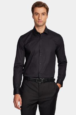 Camisa Aramis Manga Longa Slim Tricoline Stretch Liso Preto