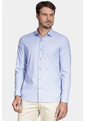 Camisa Aramis Manga Longa Slim Tech Flex Lisa Azul