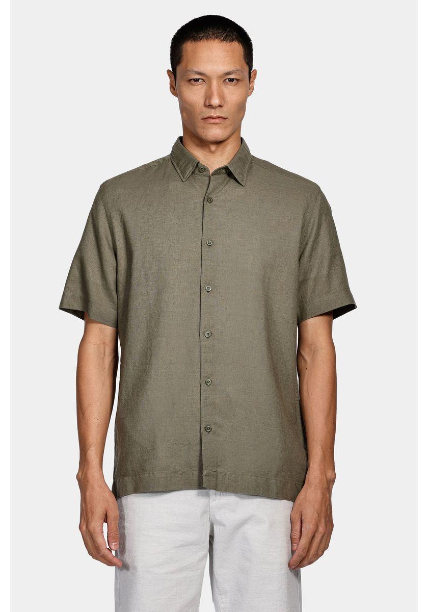 Camisa Aramis Manga Curta Regular Algodão Verde Militar - 1