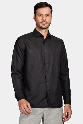 Camisa Manga Longa Move Regular Linho Algodão Martinelli Preto