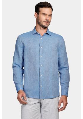 Camisa Manga Longa Move Regular Linho Algodão Martinelli Azul