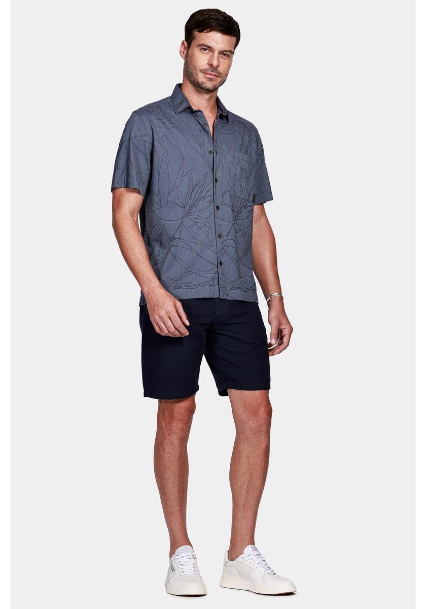 Camisa Aramis Manga Curta Regular Floral Com Bolso Marinho - 2